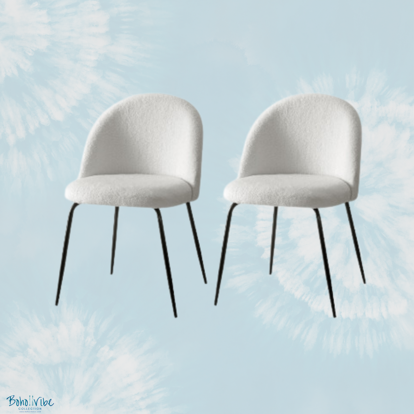 White Plush Dining Chairs Kitchen Boho Chic Sherpa Boucle Chair Set of 2 ↡