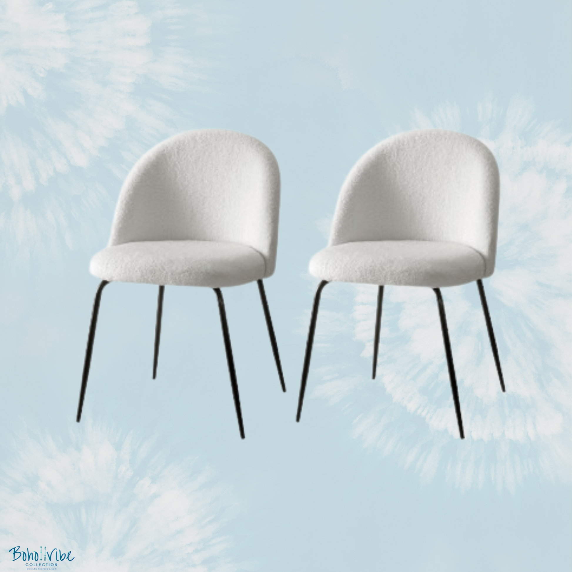 White Plush Dining Chairs Kitchen Boho Chic Sherpa Boucle Chair Set of 2 ↡