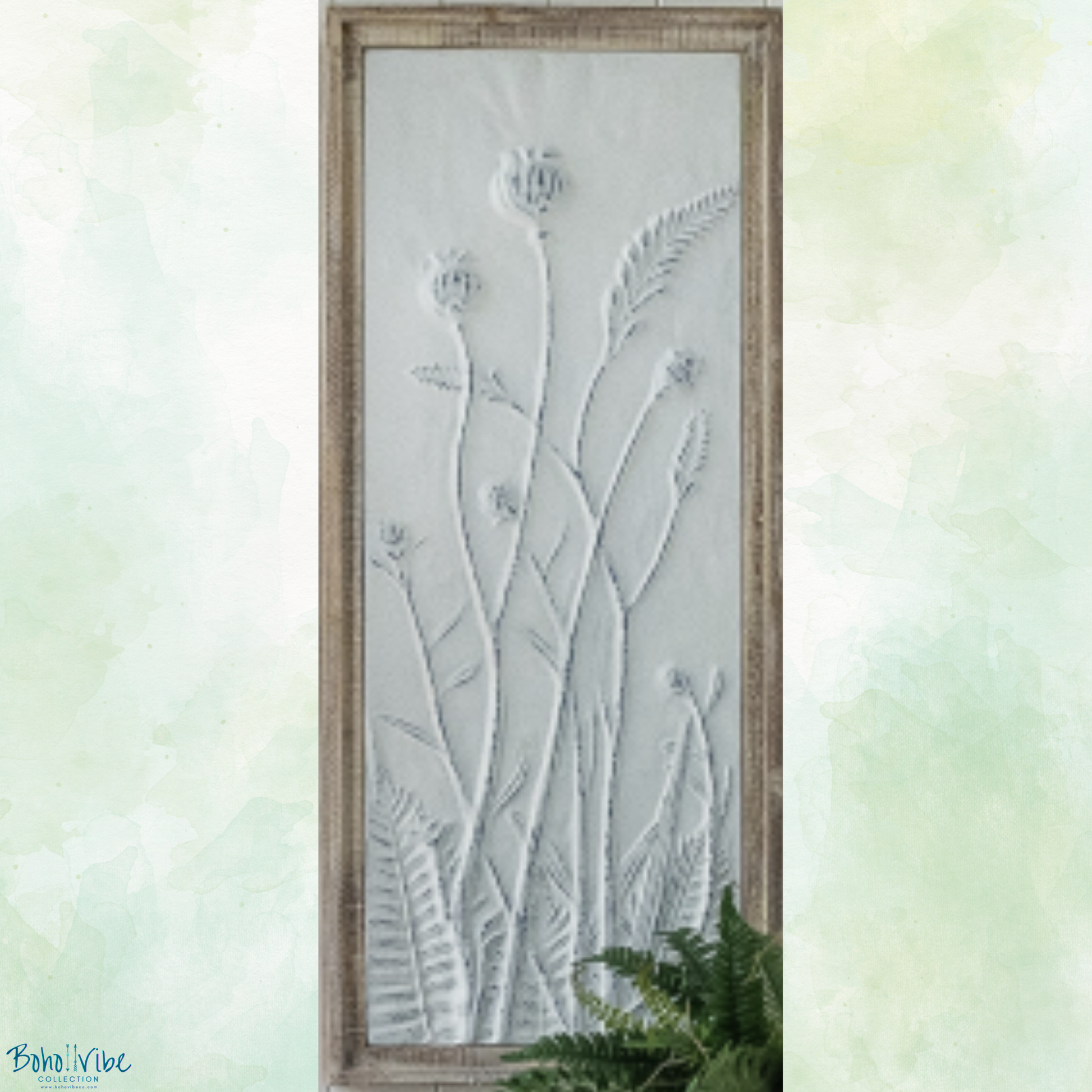 Boho ↡↟ Vibe Collection ↠ Wildflowers Fern Kissed Handmade Tall Wall Art