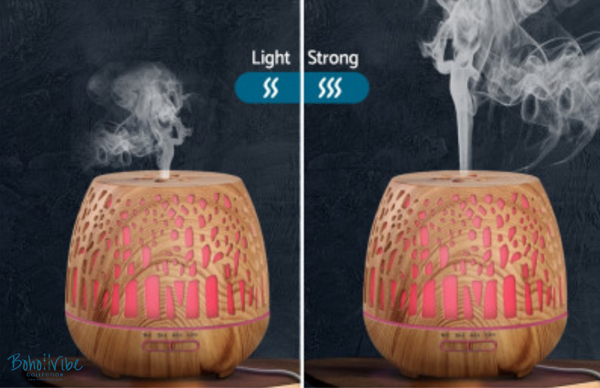Boho ↡↟ Vibe Collection ↠ Multi-Functional Aroma Diffuser Cut Out Humidifier Essential Oil Burner with LED Night Light