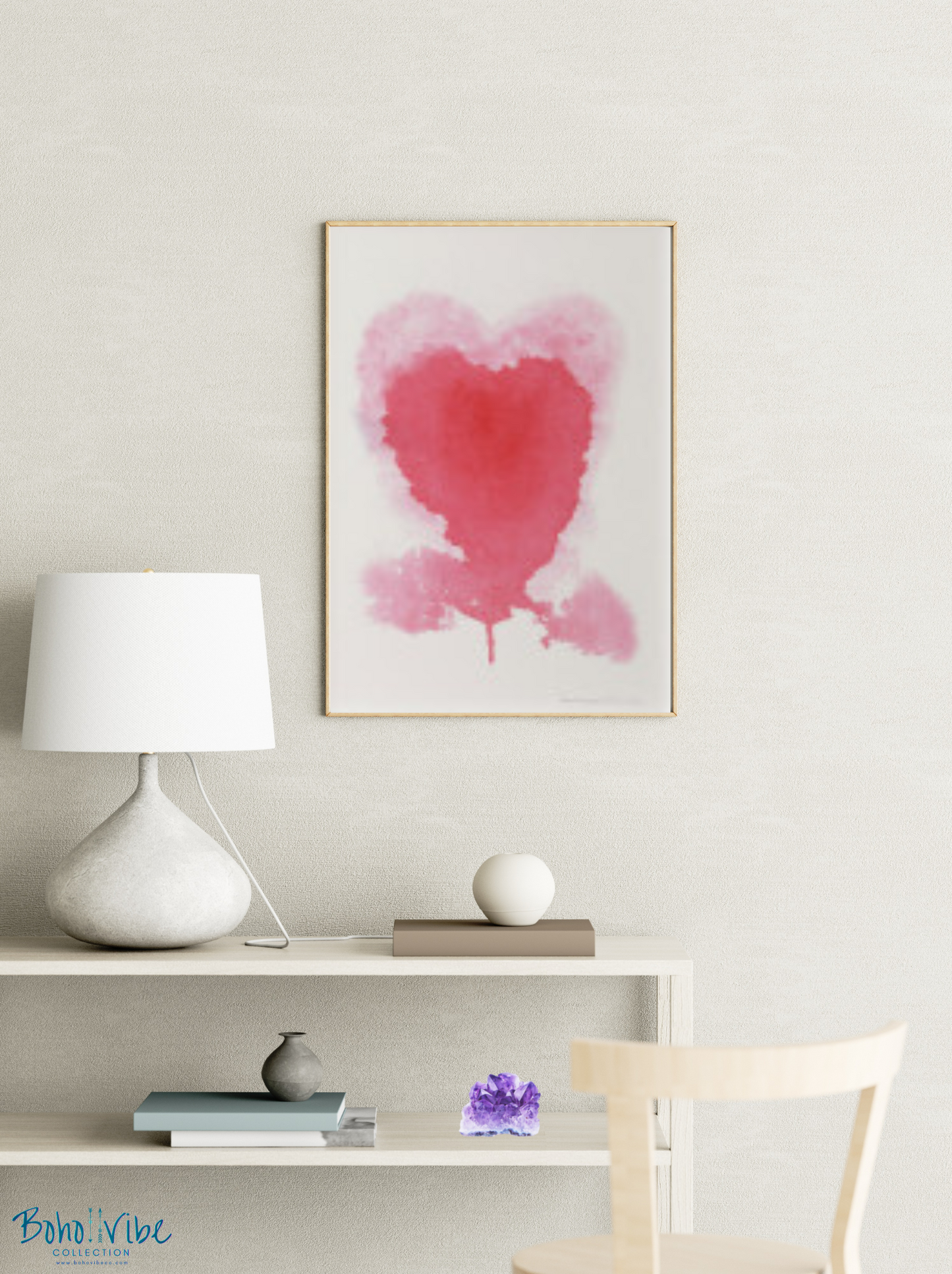 Boho ↡↟ Vibe Collection ↠ The Art of Love Watercolour Boho Heart Wall Poster Print 