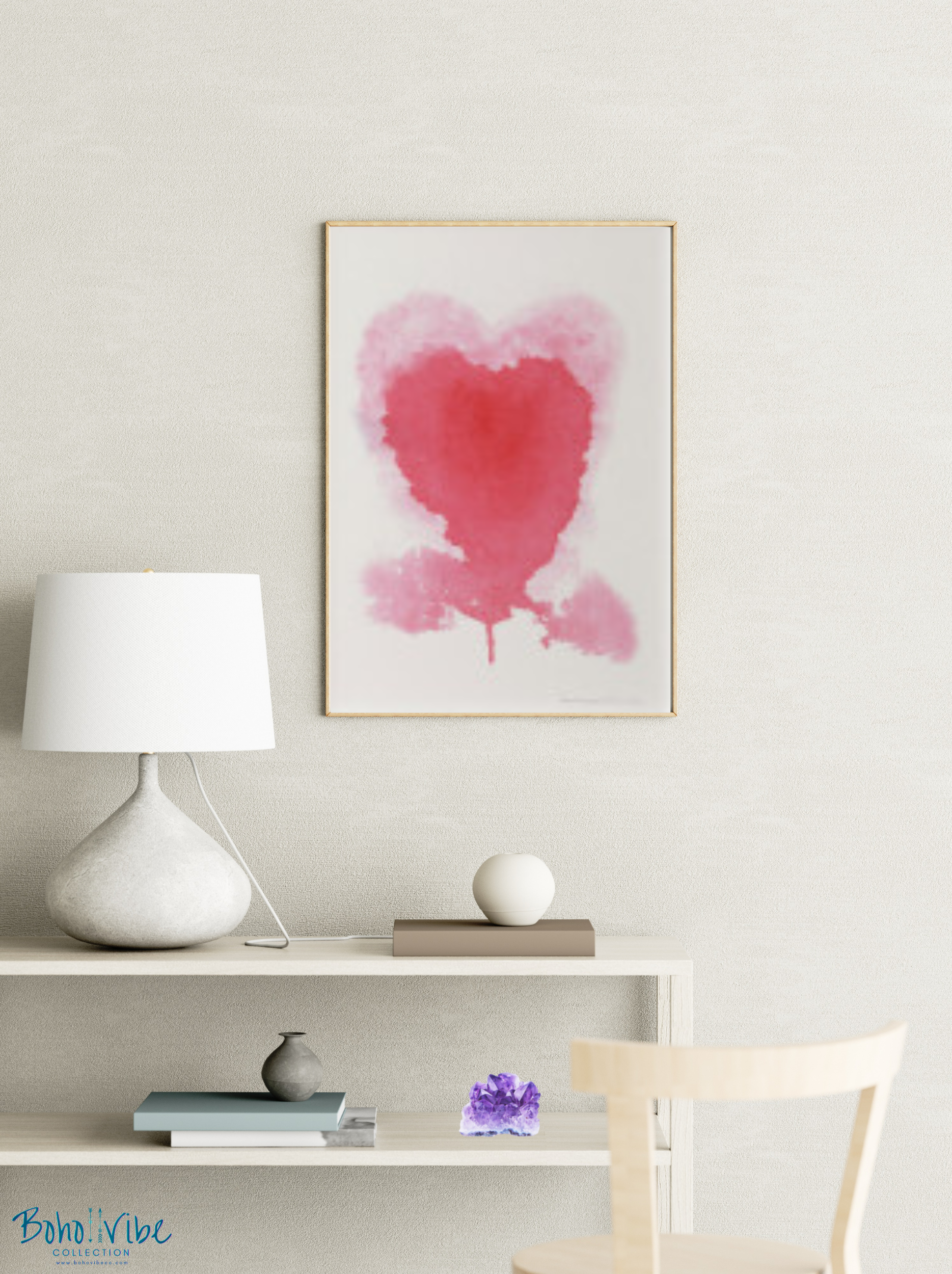 Boho ↡↟ Vibe Collection ↠ The Art of Love Watercolour Boho Heart Wall Poster Print 