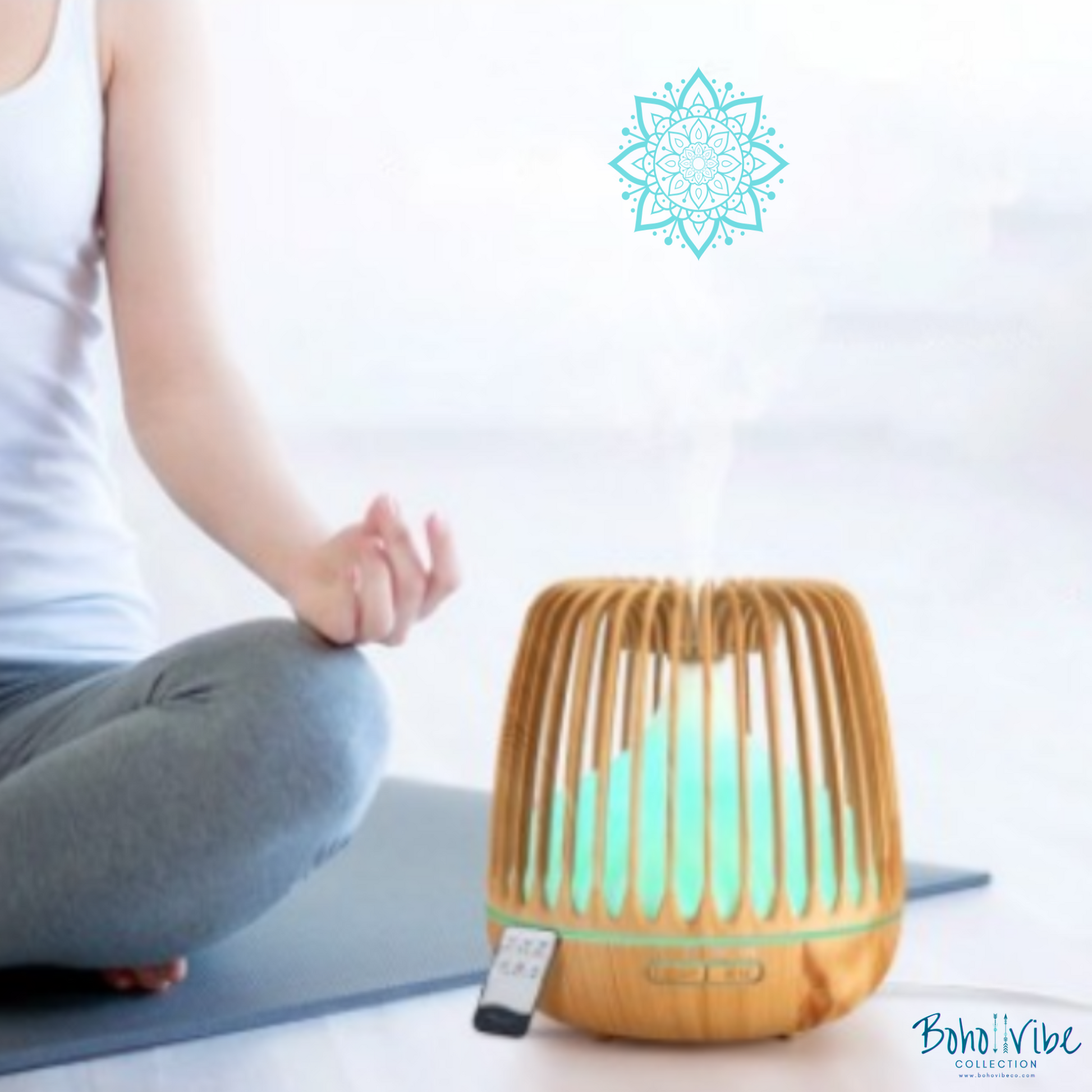 Boho ↡↟ Vibe Collection ↠ Multi-Functional Aroma Diffuser Humidifier Essential Oil Burner with LED Night Light