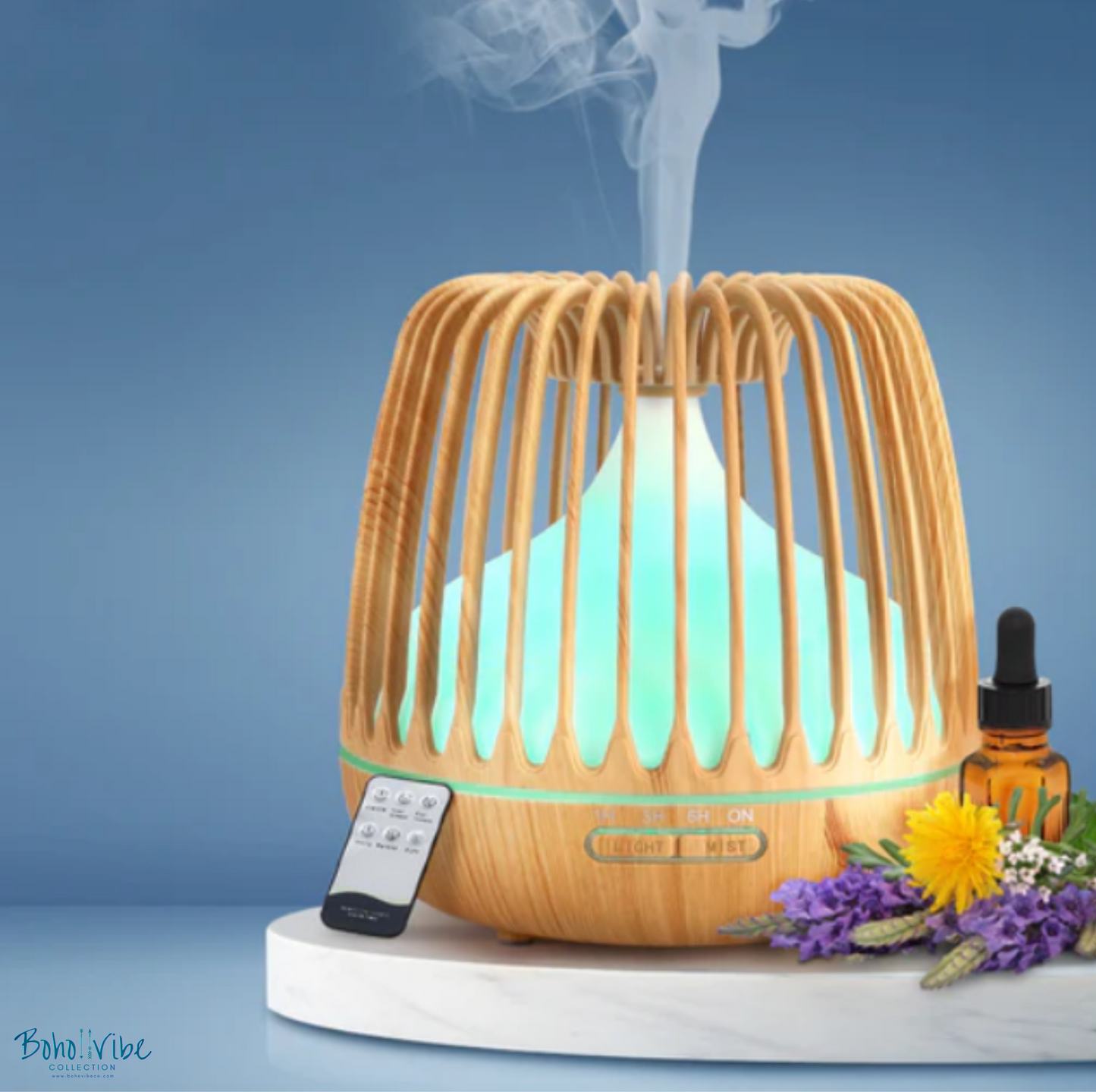 Boho ↡↟ Vibe Collection ↠ Aroma Diffuser Multi-Functional Humidifier Essential Oil Burner with LED Night Light 