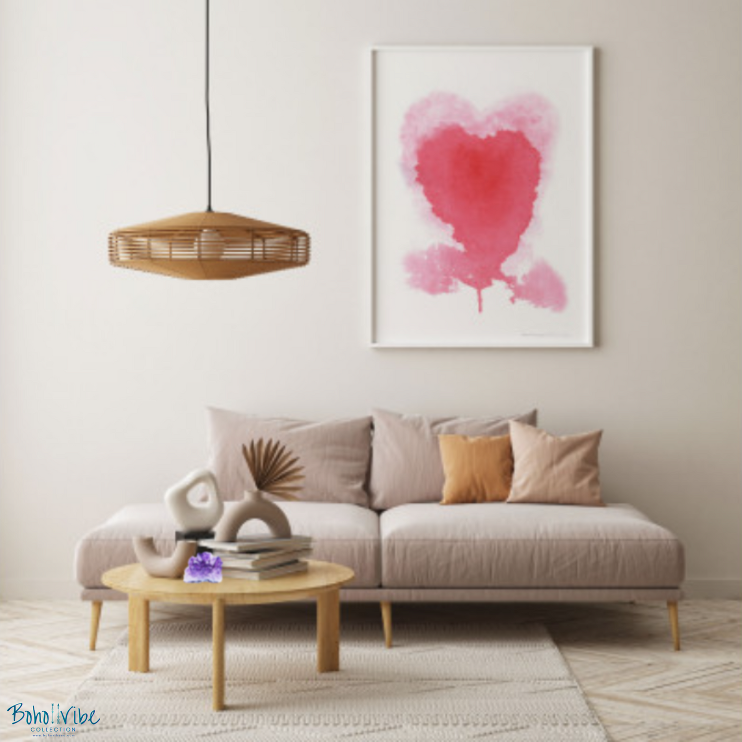 Boho ↡↟ Vibe Collection ↠ The Art of Love Watercolour Boho Heart Wall Poster Print 