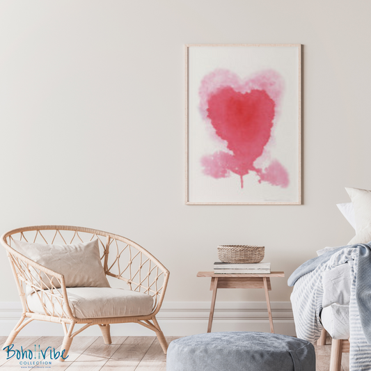 Boho ↡↟ Vibe Collection ↠ The Art of Love Watercolour Boho Heart Wall Poster Print 